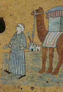 Painted Wall Depicting a Man with a Camel